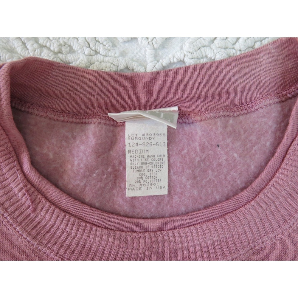 Vtg Y2K 90s Moda Int'l International Hombre Boxy Crop Sweatshirt Medium Fuchsia - Picture 3 of 7